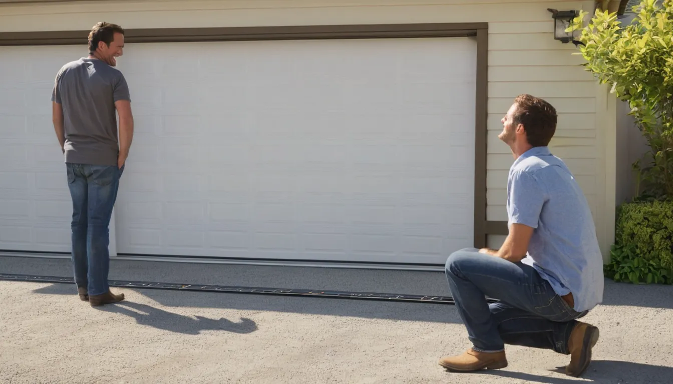 A garage door provider checking a door track in the Lake Forest area